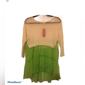 ❤️White thin Sweater with flowing Neon bright sheer bottom. nwt. Colorful